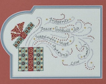 Counted Cross Stitch Pattern, The Perfect Gift, Year Round Gift, Wishes Sampler, Gift Box Tag, Glendon Place, PATTERN or KIT