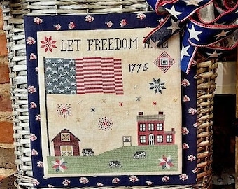 Counted Cross Stitch Pattern, Let Freedom Ring, Summer Decor, Pillow Ornament, Bowl Filler, Patriotic, Southern Stitchers Co., PATTERN ONLY