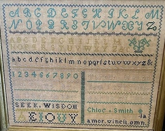 Counted Cross Stitch Pattern, Chloe Smith, Antique Reproduction Sampler, Alphabet Sampler, Verse, Needlework Press, PATTERN ONLY