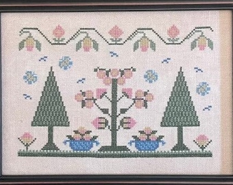 Counted Cross Stitch Pattern, Alice's Little Sampler, Evergreens, Flower Baskets, Adaptation Sampler, From the Heart Needleart, PATTERN ONLY