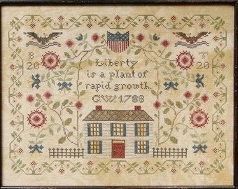 Counted Cross Stitch Pattern, A Plant of Rapid Growth, Patriotic Decor, Americana, Beth Twist, Heartstring Samplery, PATTERN ONLY