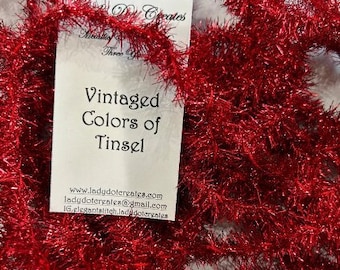 Vintaged Colors of Tinsel, Dance Shoe Red, Lady Dot Creates, Metallic & Cotton Mix, Red Tinsel, Needlework Finishing, Ornaments, Pillows