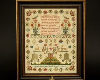 Counted Cross Stitch Pattern, Maria Ewin 1820, Queen of the May, Reproduction Sampler, Antique Sampler, Hands Across the Sea, PATTERN ONLY