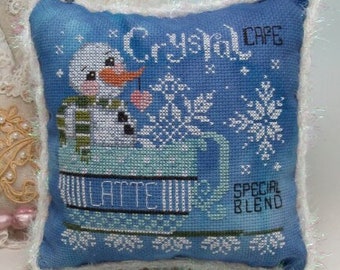 Counted Cross Stitch Pattern, Crystal Cafe, Winter Decor, Snowman, Latte, Special Blend, Cup, KiraLyn's Needlearts, PATTERN ONLY