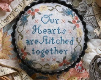 Counted Cross Stitch Pattern, Stitched Together, Friendship, Tart Pincushion, Beth Twist, Heartstring Samplery, PATTERN Only