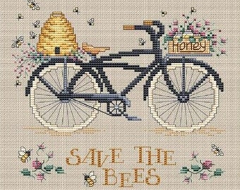 Counted Cross Stitch Patterns, Save the Bees, Joy in the Journey Series, Bee Hive, Honey, Home Decor, Sue Hillis Designs, PATTERN ONLY