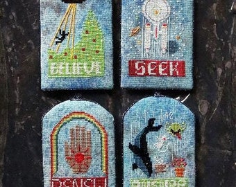 Counted Cross Stitch Pattern, Out There Ornament Set, Bowl Fillers, Sci-Fi Christmas Ornaments, Heartstring Samplery, PATTERN ONLY