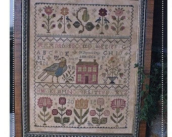 Counted Cross Stitch Pattern, Oh Joyous Day, English Sampler, Antique Reproduction, Ann Dunn 1761, Blackbird Designs, PATTERN ONLY