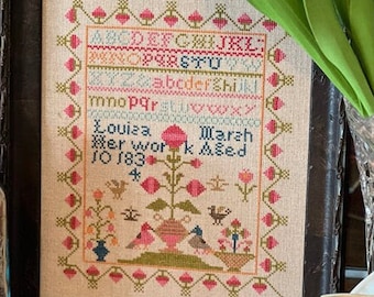 Counted Cross Stitch Pattern, Louisa Marsh 1834, Reproduction Sampler, Alphabet Sampler, Red Barn Samplers, PATTERN ONLY