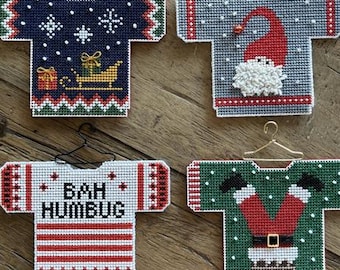 Counted Cross Stitch Pattern, Christmas Jumpers, Collection 1, Perforated Paper Ornaments, Haystack Stitching, PATTERN ONLY