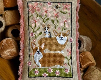 Counted Cross Stitch Pattern, Corgi Caboodle, Corgis, Dogs, Bowl Filler, Pillow Ornament, Plum Street Samplers, PATTERN ONLY