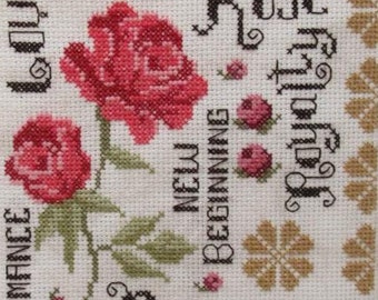 Counted Cross Stitch Pattern, Rose, Valentine Decor, Petal Talk Collection, Love, Romance, Flowers, KiraLyn's Needlearts, PATTERN ONLY