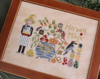 Cross Stitch Pattern, Harvest Magic, Autumn Decor, Cauldron, Pumpkins, Acorn Woodpecker, Canning, The Blue Flower, PATTERN ONLY