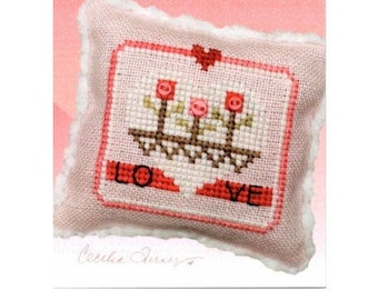 Counted Cross Stitch Pattern, Love Blooms, Valentine's Day, Merry Making Mini, Valentine, Tulips, Heart Pillow, Heart in Hand, PATTERN ONLY