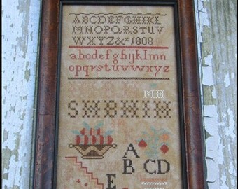 Counted Cross Stitch Pattern, Mary Hawley 1808, American Quaker Sampler, Reproduction Sampler, The Scarlett House, PATTERN ONLY