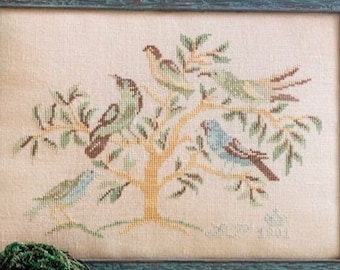 Counted Cross Stitch Pattern, Flights of Fancy, Reproduction, Birds, Italian Sampler, Spring Decor, J B W Designs, PATTERN ONLY