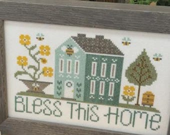 Counted Cross Stitch Pattern, Bless This Home, Summer Sampler, Sunflowers, Pillow Ornament, Bowl Filler, Primrose Cottage, PATTERN ONLY