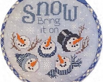 Counted Cross Stitch Patterns, Hoop De Doo, Snow-Bring It On, Hoop Decor, Pillow Ornaments, Bowl Fillers, Sue Hillis Designs, PATTERN ONLY