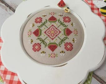 Counted Cross Stitch Pattern, Garden Variety, Watermelon, Pillow Ornament, Bowl Filler, Flowers, Primrose Cottage Stitches, PATTERN ONLY
