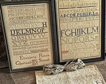 PRE-Order, Counted Cross Stitch Pattern, An Alphabet Duo, Reproduction Samplers, Band Sampler, Line Sampler, Needlework Press, PATTERN ONLY