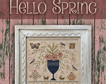PRE-Order, Counted Cross Stitch Pattern Book, Hello Spring, Country Chic, Birds, Farmhouse Country, Primitive Decor, Teresa Kogut, BOOK ONLY