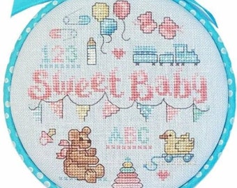 Counted Cross Stitch Patterns, Hoop De Doo, Sweet Baby, Hoop Decor, Pillow Ornaments, Bowl Fillers, Sue Hillis Designs, PATTERN ONLY