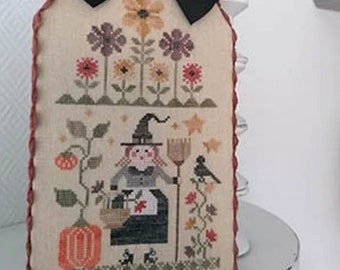 Counted Cross Stitch Pattern, Petite Sorciere, Little Witch, Halloween Decor, Crow, Pumpkins, Collection Tralala, TraLaLa PATTERN ONLY