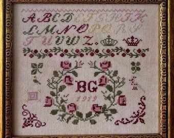 Counted Cross Stitch Pattern, My Little Sampler, Alphabet Sampler,  Flowers, Home Decor, Running with Needles & Scissors PATTERN ONLY