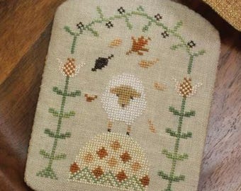 Counted Cross Stitch Pattern, The Shepherd's Year, Monthly Series, Sheep, Flowers, Pillow Ornament, October House, PATTERN ONLY