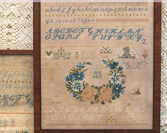 Counted Cross Stitch Pattern, The HF 1837 Sampler, Reproduction Sampler, Beth Twist, Heartstring Samplery, PATTERN Only