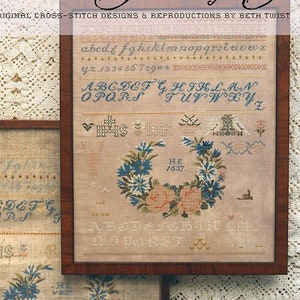 Counted Cross Stitch Pattern, The HF 1837 Sampler, Reproduction Sampler, Beth Twist, Heartstring Samplery, PATTERN Only