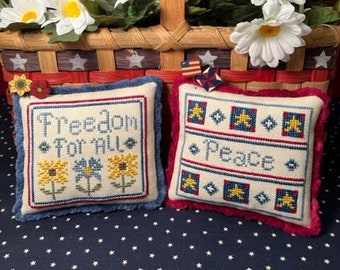 Counted Cross Stitch Pattern, Freedom For All, Patriotic, Independence Day, Cottage Chic, Shabby Cottage, ScissorTail Designs, PATTERN ONLY
