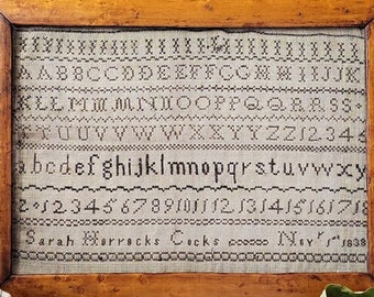 Counted Cross Stitch Pattern, Sarah Horrocks Cocks Sampler 1838, Miniature Sampler, Alphabet Sampler, The Wishing Thorn, PATTERN ONLY