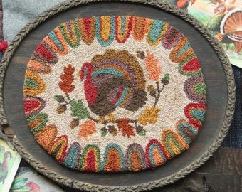 Punch Needle Pattern, Acorn Gobbler, Turkey, Thanksgiving Decor, Heartstring Samplery, PATTERN ONLY