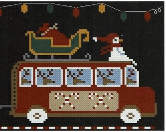 Counted Cross Stitch Pattern, North Pole Express, Hit The Road Series, Christmas Decor, Country Rustic, Twin Peak Primitives, PATTERN ONLY