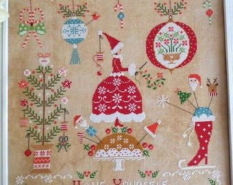 Counted Cross Stitch Pattern, Natale Ricamato, Christmas Embroidered, Italian Christmas Decor, Candy Canes, Cuore e Batticuore, PATTERN ONLY