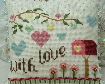 Counted Cross Stitch Pattern, With Love, Valentine's Day Decor, Ornament, Carolyn Robbins, KiraLyns Needlearts, PATTERN ONLY