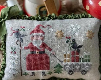 Counted Cross Stitch Pattern, Le soir de Noel, Christmas Decor, Snowflakes, Santa, Pillow Ornament, Collection Tralala, TraLaLa PATTERN ONLY