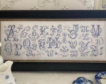 Counted Cross Stitch Pattern, Fleur de Alphabets, Alphabet Sampler, Leaf Motifs, Flower Motifs, J B W Designs, PATTERN ONLY