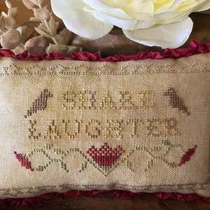 Counted Cross Stitch Pattern, Share Laughter, Rustic Primitive, Crows, Pillow, Bowl Filler, Ornament, Frog Cottage Designs, PATTERN ONLY