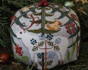 Counted Cross Stitch Pattern, Festive Forest, Pinkeep, Woodland Animals, Flowers, Evergreens, The Blue Flower, PATTERN ONLY