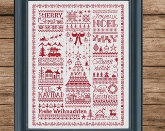 Counted Cross Stitch Pattern, Frises de Noel, Christmas friezes, Christmas Decor, Sampler, Jardin Prive, Nathalie Cichon, PATTERN ONLY