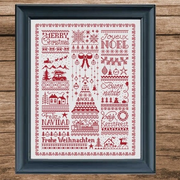 Counted Cross Stitch Pattern, Frises de Noel, Christmas friezes, Christmas Decor, Sampler, Jardin Prive, Nathalie Cichon, PATTERN ONLY