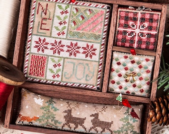 Counted Cross Stitch Pattern, Christmas Box, Christmas Decor, Reindeer, Partridge, Fox, Noel, Joy, Jeannette Douglas Designs, PATTERN ONLY