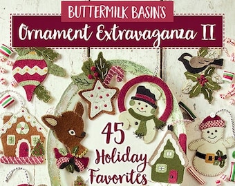 Softcover Book, Buttermilk Basin's Ornament Extravaganza II, Wool Applique, Wool Ornaments, Christmas Tree, Folk Art, Patchwork, Stacy West