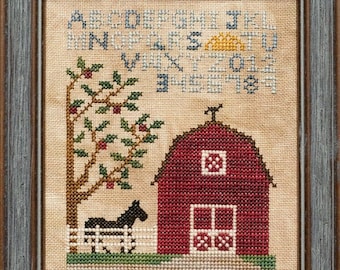 Counted Cross Stitch Pattern, Sunflower Barn, Sunflower Welcome, Sunflowers, Barn, Horse, Sheep, Paradise Stitchery, PATTERN ONLY