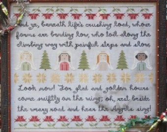 Counted Cross Stitch Pattern, Hear the Angels Sing, Christmas Decor, Angels, Sampler, Trees, Heartstring Samplery, PATTERN ONLY