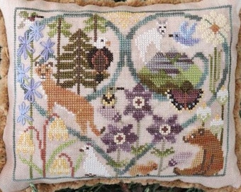 Counted Cross Stitch Pattern, Heart of the Mountains, Seasons of the Heart, Wildlife Motifs, The Blue Flower, PATTERN ONLY