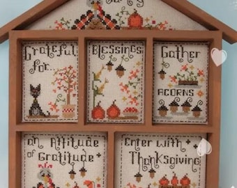 Counted Cross Stitch Pattern, House of Gratitude, Thanksgiving Motifs Decor, Around the House Collection, KiraLyn's Needlearts, PATTERN ONLY