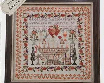 Counted Cross Stitch Pattern, Marie Persin, 1855 Reproduction Sampler, French Sampler, Birgit Tolman, The Wishing Thorn, PATTERN ONLY